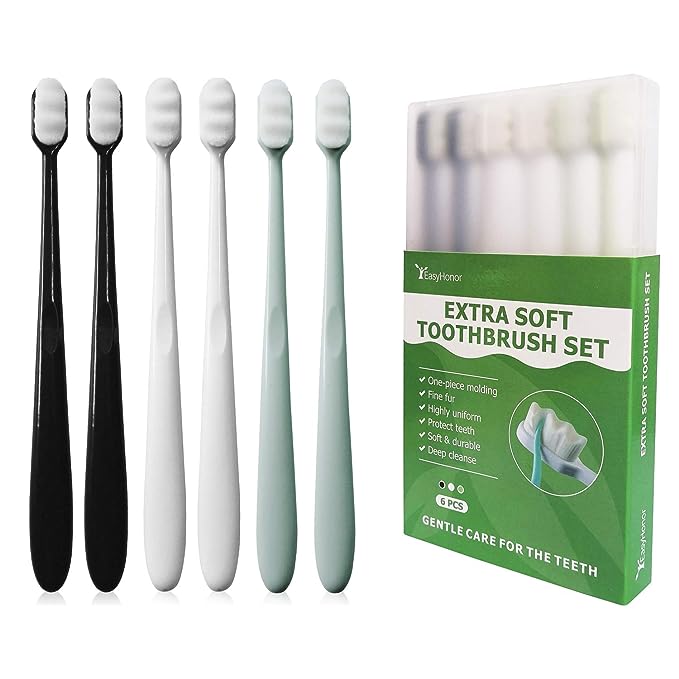 Toothbrush for Sensitive Gums, Micro Fur Manual Toothbrush with 20000 Soft Floss Bristle