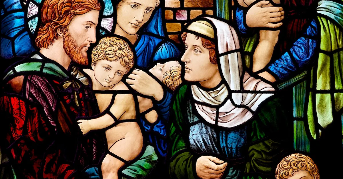 An old stained-glass portrait found in a church. It depicts Joseph and Mary and Jesus as a baby in this scene. Learn how to find a great church in your area. Check out our latest article here.