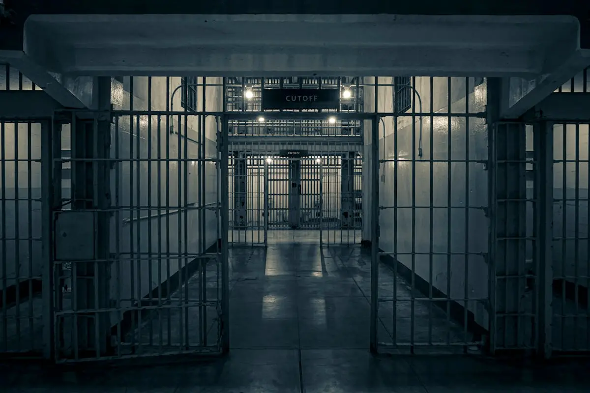 A view inside of a prison