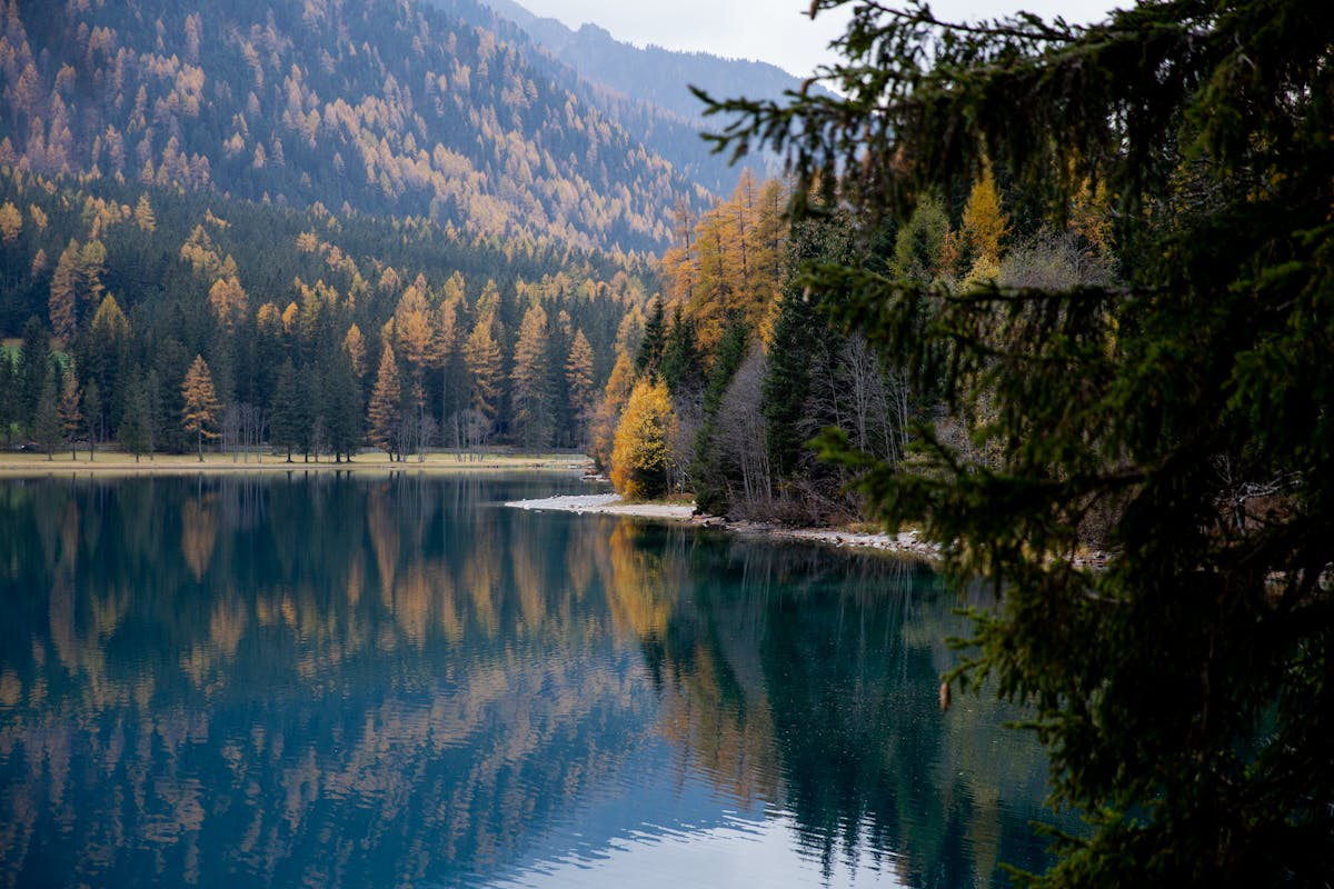 A beautiful mountain view with many trees in the background and a peaceful lake in the front. This is a great reminder to be still and acknowledge God, our creator.