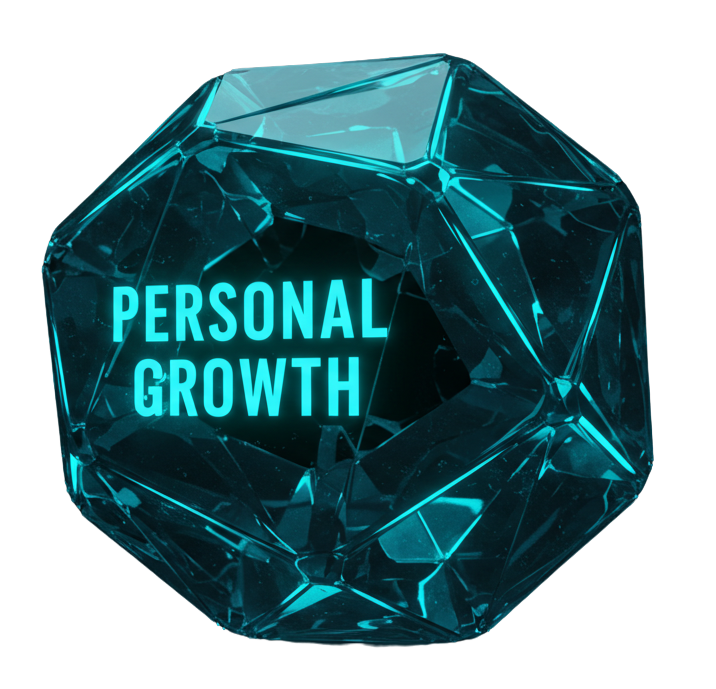 A large terrestrial rock that reads: Personal Growth