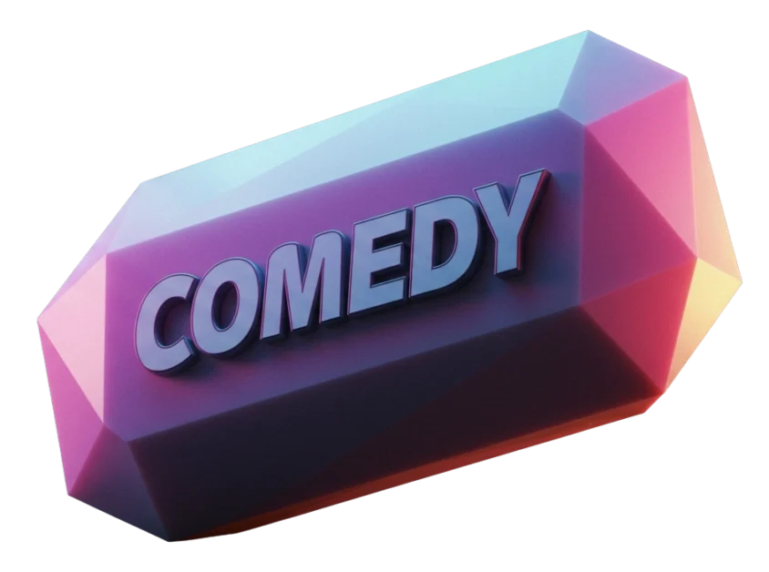 A large terrestrial object that reads: Comedy
