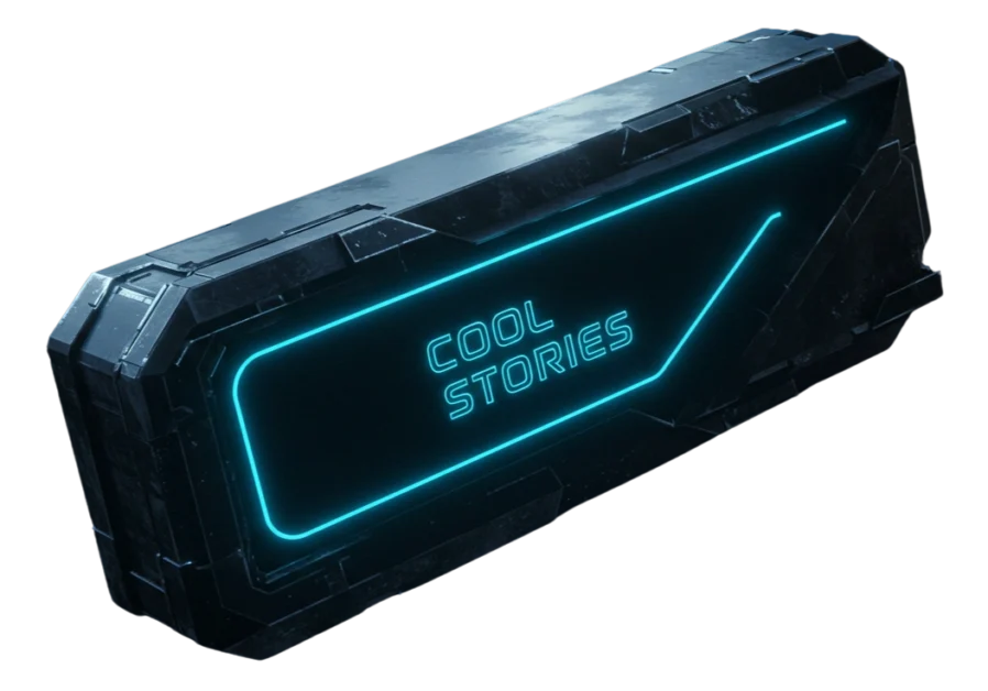 A futuristic object that reads: Cool Stories
