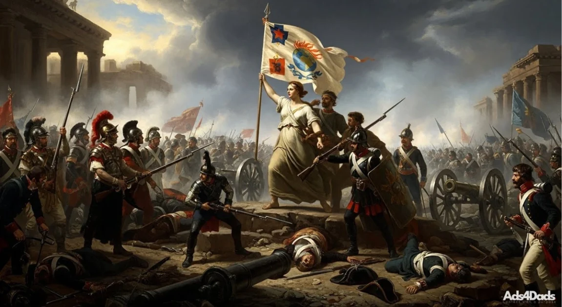 Nations at war both fighting for victory.